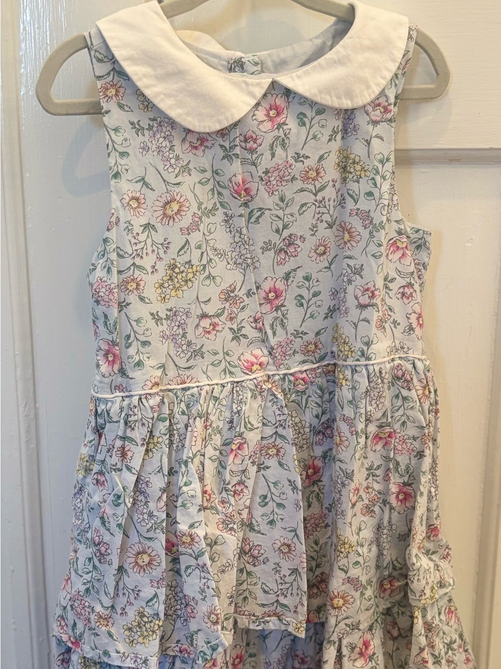 Janie and Jack: Girls' Floral Peter Pan Collar Dress in Blue, White and Pink